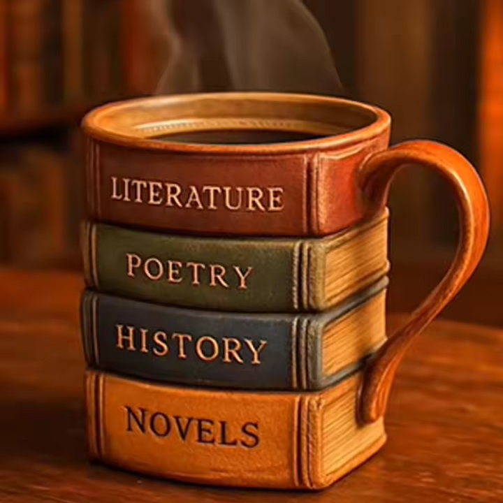 BookLover’s Haven – Handmade 3D Library Coffee Mug